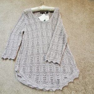 Jeanne Pierre Knit Sweater, Taupe/Ash Grey, Size L